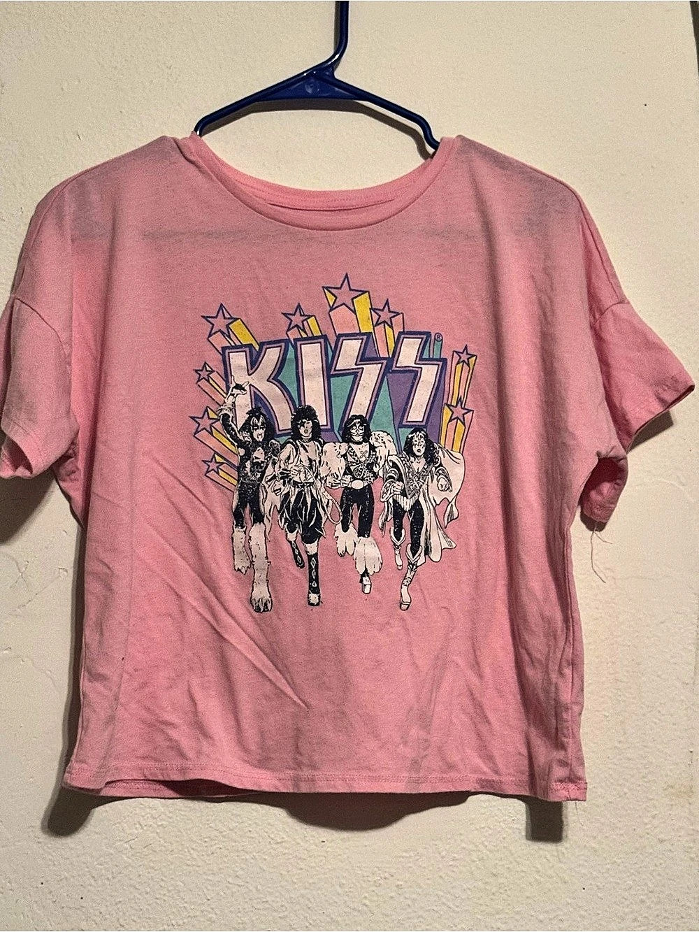 Wonder Nation KISS Heroes Graphic Crop T-Shirt Pink XXL (18)